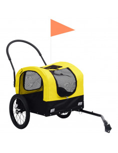 Rimorchio Bici per Animali Carrello Jogging 2in1 Giallo e Nero 2