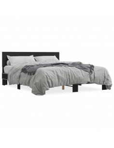 Giroletto Nero 160x200 cm in Legno Multistrato e Metallo 2