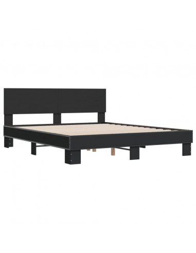 Giroletto Nero 160x200 cm in Legno Multistrato e Metallo