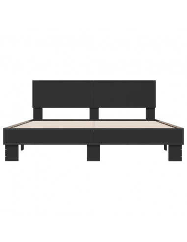 Giroletto Nero 160x200 cm in Legno Multistrato e Metallo