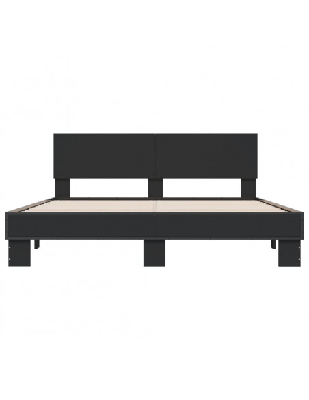 Giroletto Nero 160x200 cm in Legno Multistrato e Metallo