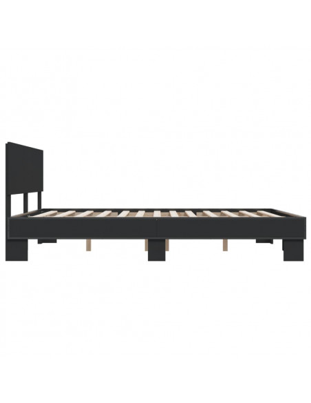 Giroletto Nero 160x200 cm in Legno Multistrato e Metallo
