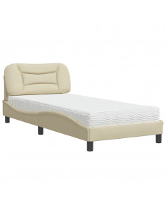 Letto con Materasso Crema 90x200 cm in Tessuto 2