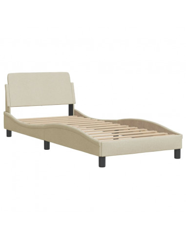 Letto con Materasso Crema 90x200 cm in Tessuto