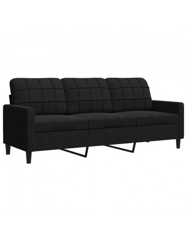 Set di Divani 2 pz con Cuscini e Rinforzi Nero in Velluto