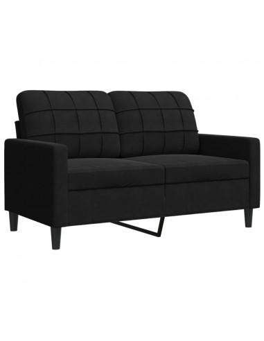 Set di Divani 2 pz con Cuscini e Rinforzi Nero in Velluto