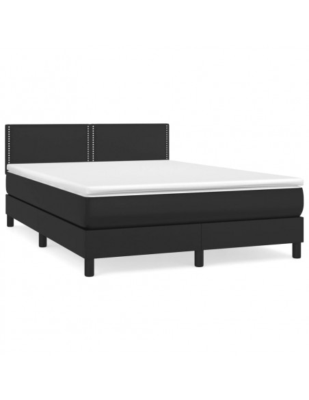 Giroletto a Molle con Materasso Nero 140x190 cm in Similpelle