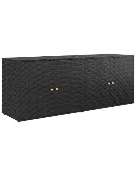 Mobile Portaoggetti da Giardino Nero 198x55,5x80 cm Polyrattan