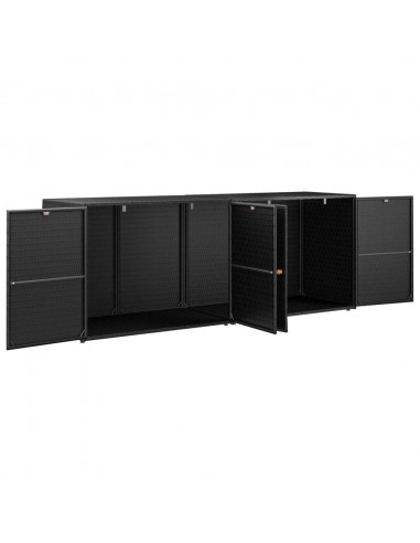 Mobile Portaoggetti da Giardino Nero 198x55,5x80 cm Polyrattan