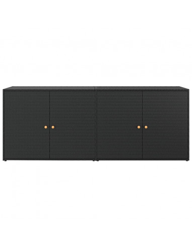 Mobile Portaoggetti da Giardino Nero 198x55,5x80 cm Polyrattan