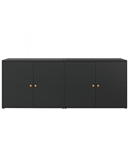 Mobile Portaoggetti da Giardino Nero 198x55,5x80 cm Polyrattan