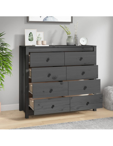 Armadietto Miele Grigio 100x40x90 cm in Legno Massello di Pino