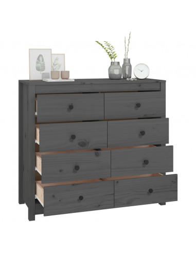 Armadietto Miele Grigio 100x40x90 cm in Legno Massello di Pino