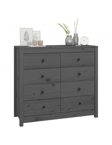 Armadietto Miele Grigio 100x40x90 cm in Legno Massello di Pino