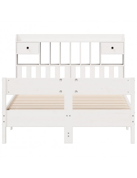 Letto Libreria senza Materasso Bianco 160x200 cm Legno di Pino