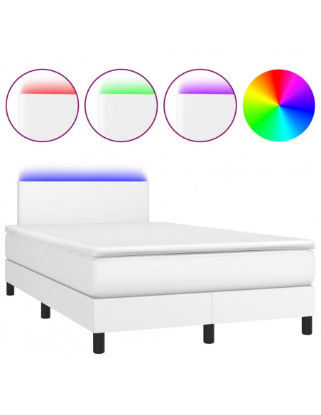 Giroletto Molle con Materasso e LED Bianco 120x190cm Similpelle