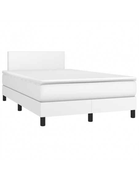 Giroletto Molle con Materasso e LED Bianco 120x190cm Similpelle