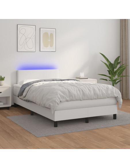 Giroletto Molle con Materasso e LED Bianco 120x190cm Similpelle