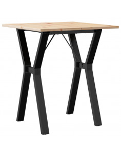 Tavolo da Pranzo Telaio a Y 70x70x75 cm Massello Pino e Ghisa 2