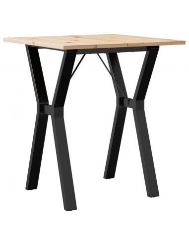 Tavolo da Pranzo Telaio a Y 70x70x75 cm Massello Pino e Ghisa