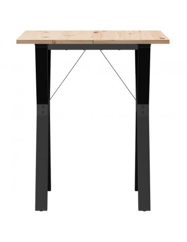 Tavolo da Pranzo Telaio a Y 70x70x75 cm Massello Pino e Ghisa