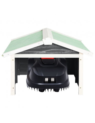 Casetta per Tosaerba Robotizzato 72x87x50cm Grigia Bianca Abete