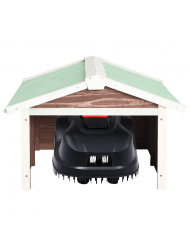 Casetta per Tosaerba Robotizzato 72x87x50 cm Mocca Bianca Abete