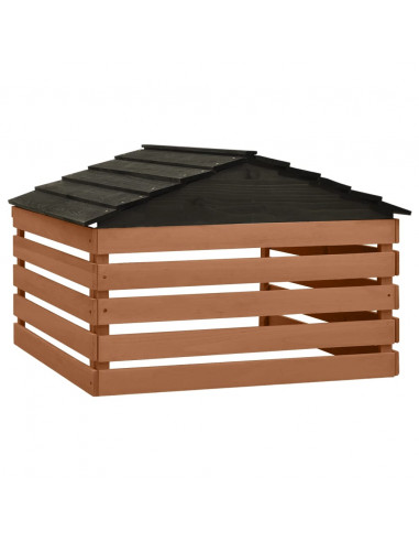 Casetta per Tosaerba Robotizzato Nero Marrone 78x74x54 cm Abete