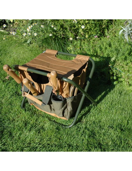 Esschert Design Borsa per Attrezzi da Giardino e Sgabello GT01