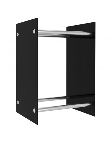 Porta Legna Nero 40x35x60 cm in Vetro