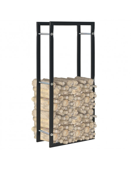 Rastrelliera per Legna da Ardere Nera 30x35x81 cm in Acciaio