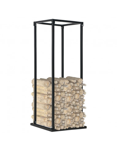 Rastrelliera per Legna da Ardere Base Nera 37x37x113cm Acciaio