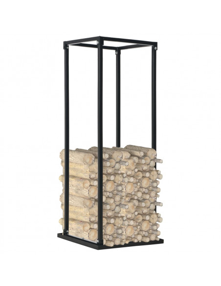 Rastrelliera per Legna da Ardere Base Nera 37x37x113cm Acciaio