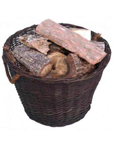 Set Cestini Portalegna Impilabili 3 pz Marrone Scuro in Salice