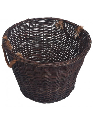 Set Cestini Portalegna Impilabili 3 pz Marrone Scuro in Salice