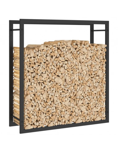 Portalegna Nero Opaco 80x28x86 cm in Acciaio