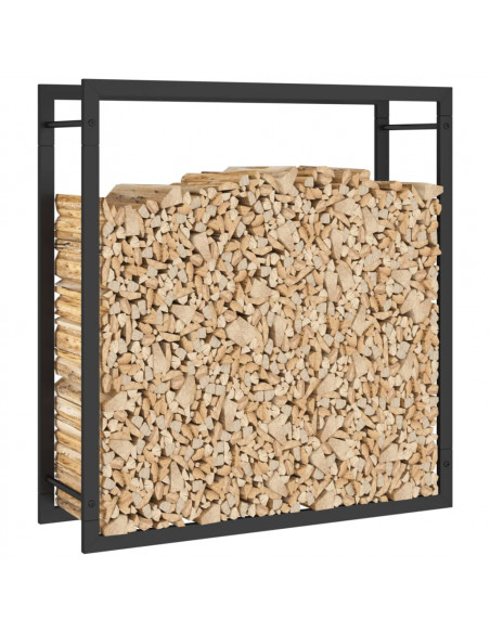 Portalegna Nero Opaco 80x28x86 cm in Acciaio