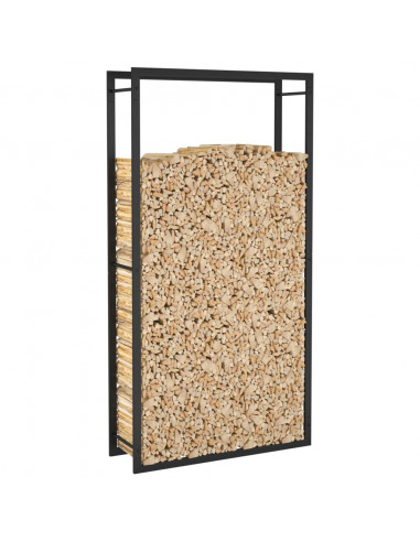 Portalegna Nero Opaco 80x28x154 cm in Acciaio