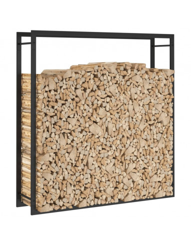 Portalegna Nero Opaco 110x28x116 cm in Acciaio