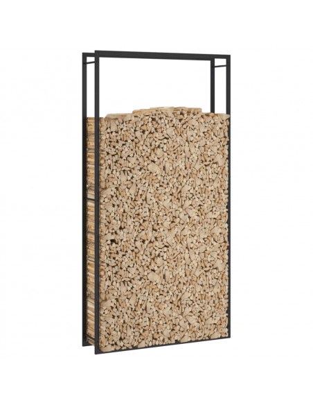 Portalegna Nero Opaco 110x28x214 cm in Acciaio