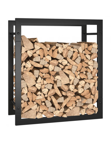 Portalegna Nero Opaco 50x28x56 cm in Acciaio