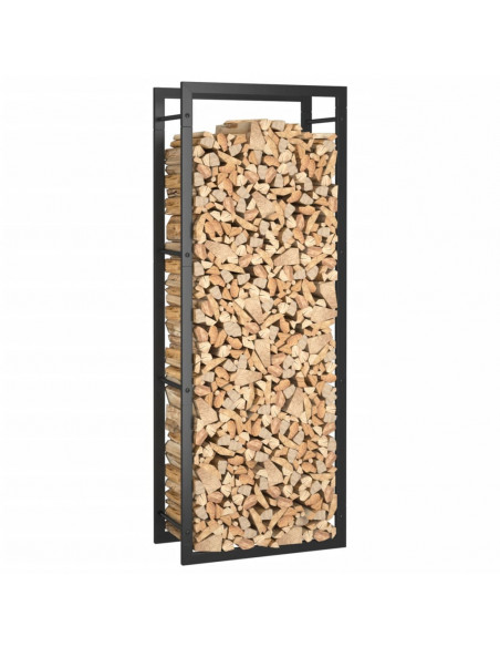 Portalegna Nero Opaco 50x28x132 cm in Acciaio