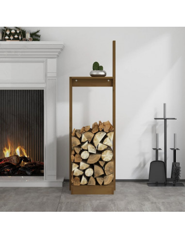 Portalegna Miele 33,5x30x110 cm in Legno Massello di Pino