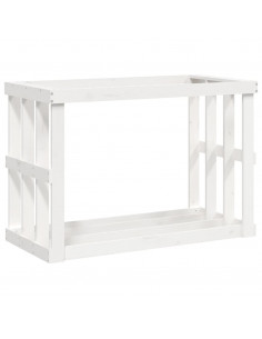Portaceppi da Esterno Bianco 108x52x74 cm Legno Massello Pino 2