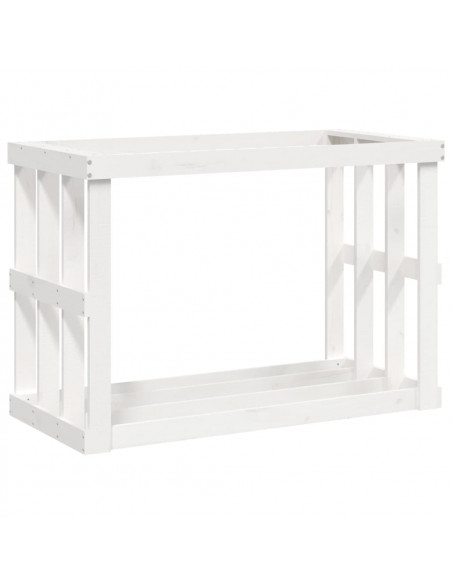 Portaceppi da Esterno Bianco 108x52x74 cm Legno Massello Pino