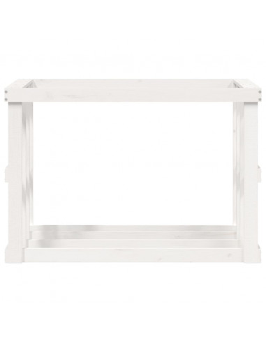 Portaceppi da Esterno Bianco 108x52x74 cm Legno Massello Pino