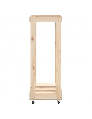 Portalegna con Ruote 76,5x40x108 cm Legno Massello di Pino