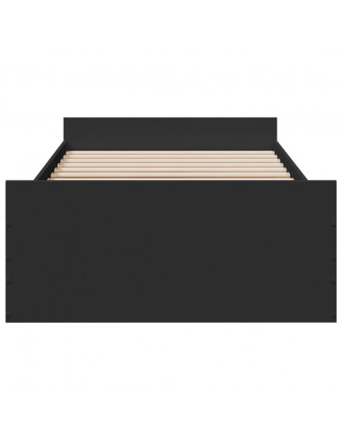 Giroletto con Cassetti Nero 100x200 cm in Legno Multistrato