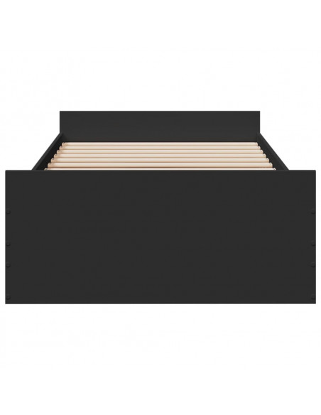 Giroletto con Cassetti Nero 100x200 cm in Legno Multistrato