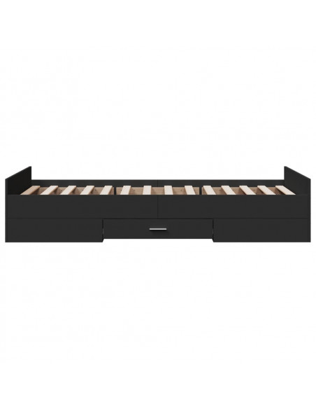 Giroletto con Cassetti Nero 100x200 cm in Legno Multistrato